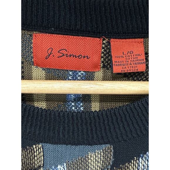 Vintage Sweater 90s 3D Textured Crewneck Sweater Sz L Coogi Style Biggie Smalls - Picture 4 of 6